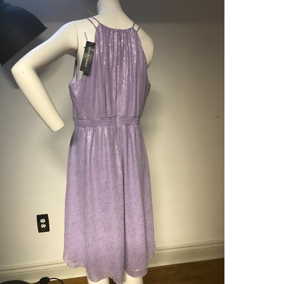 Le Chateau Lilac Lavender Purple Shiny Faux Wrap Prom Wedding summer dress NTW - Picture 5 of 6